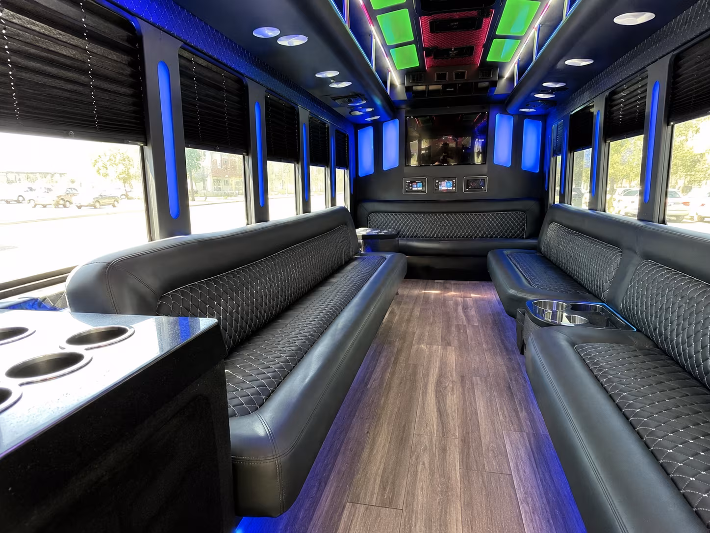 washington 15 passenger party bus inside