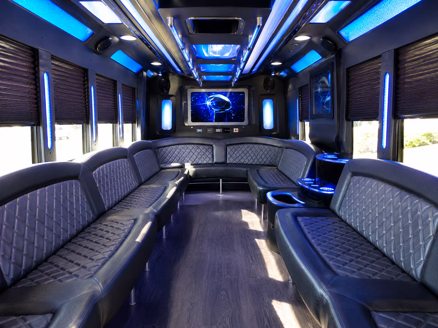 washington 28 passenger party bus inside