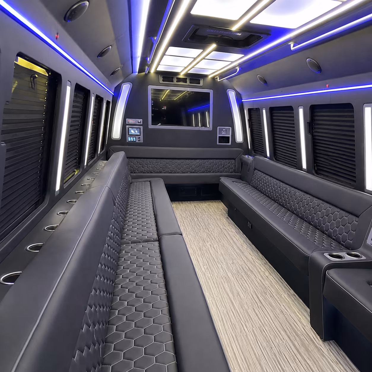 washington 40 passenger party bus inside