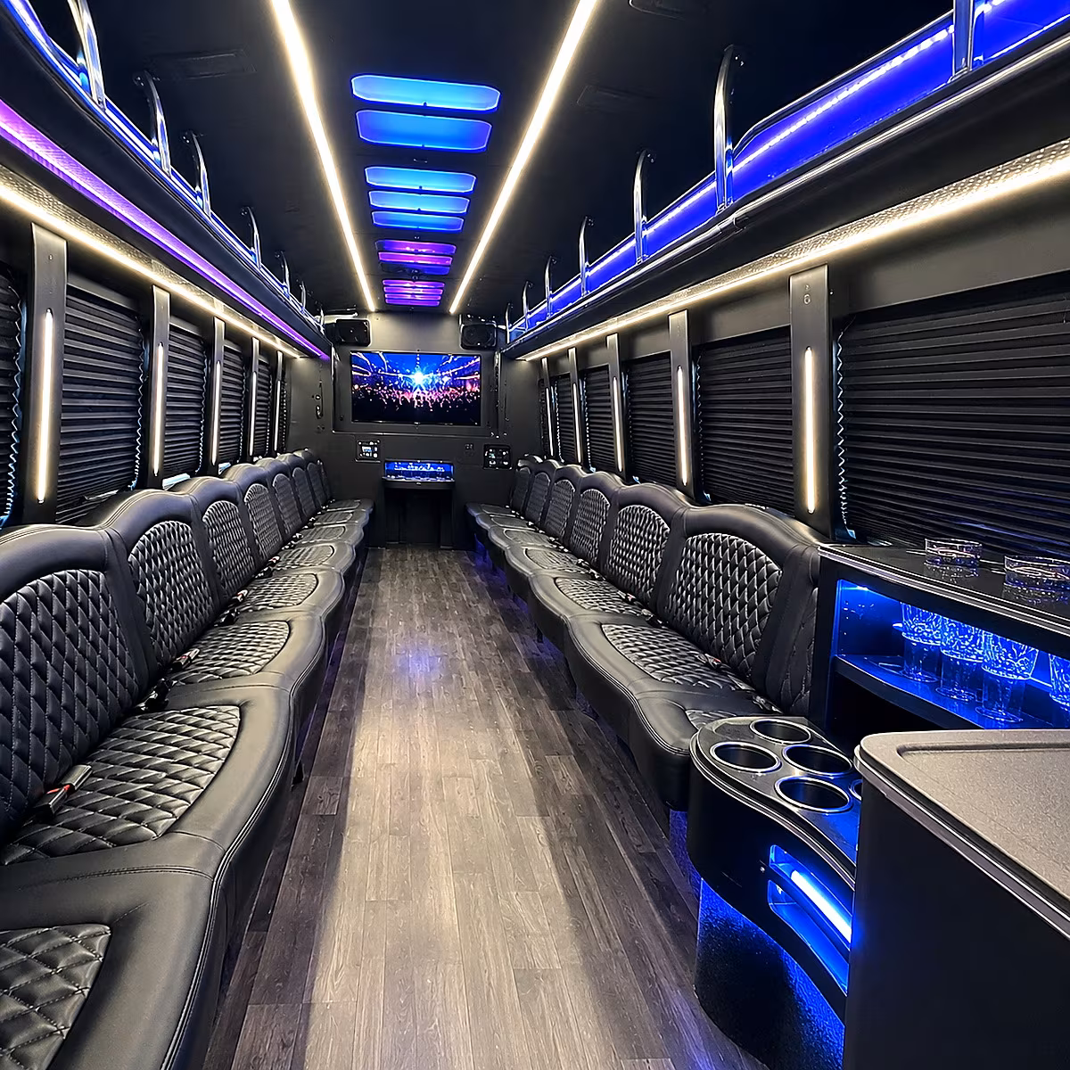 washington party bus rental interior